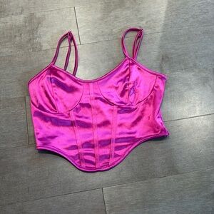 Vibrant Pink Satin Corset Top